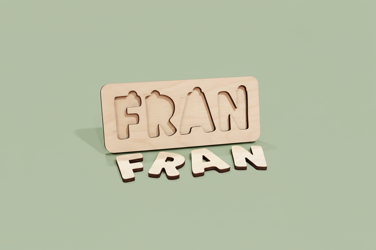 Natural FRAN puzzle - sage green background