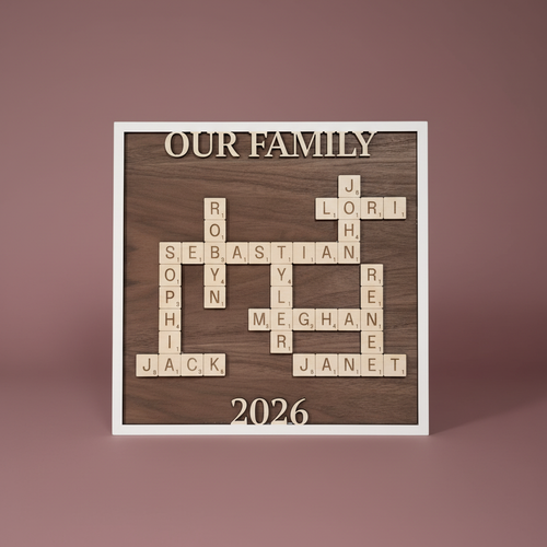 OUR FAMILY Sign - Front, Burgundy